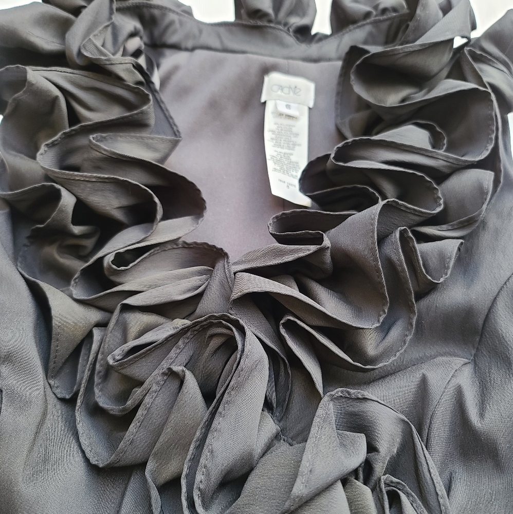 Cache Ruffle Collar Sheath Sleeveless Dress Size 6